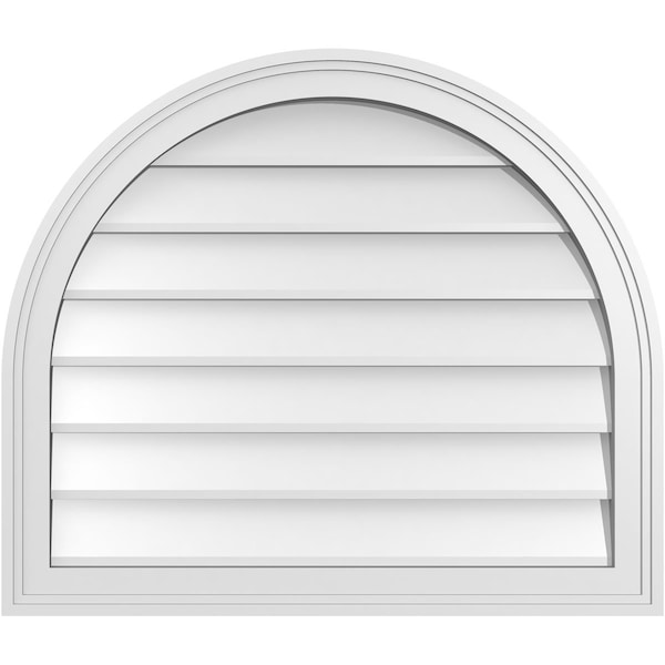 Ekena Millwork Round Top Surface Mount PVC Gable Vent w/ 2"W x 1-1/2"P Brickmould Frame, 28"W x 24"H GVPRT28X2402SN - main